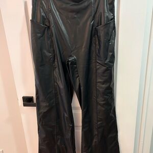 HALARA Black Faux Leather Pants